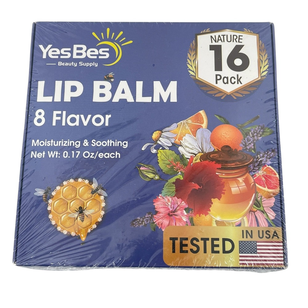 YesBes Beauty Supply Lip Balm 16 Pack 8 Scents Moisturizing Soothing New Sealed